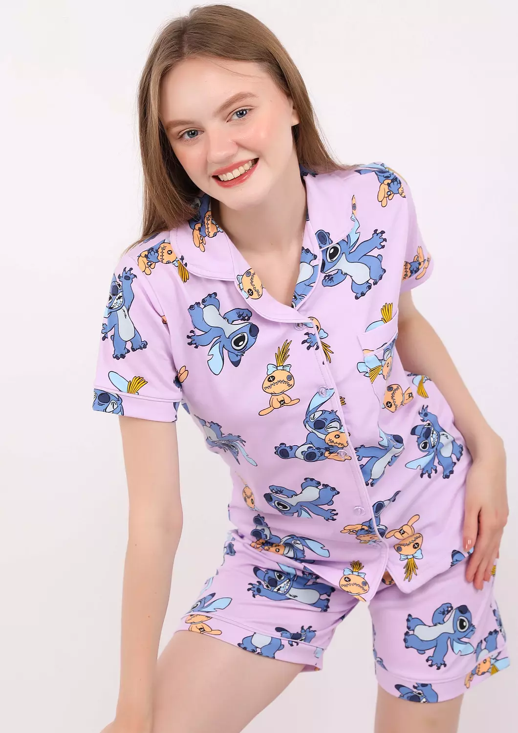 S514 LILO AND STITCH BUTTONED SHORT PAJAMA SET  5
