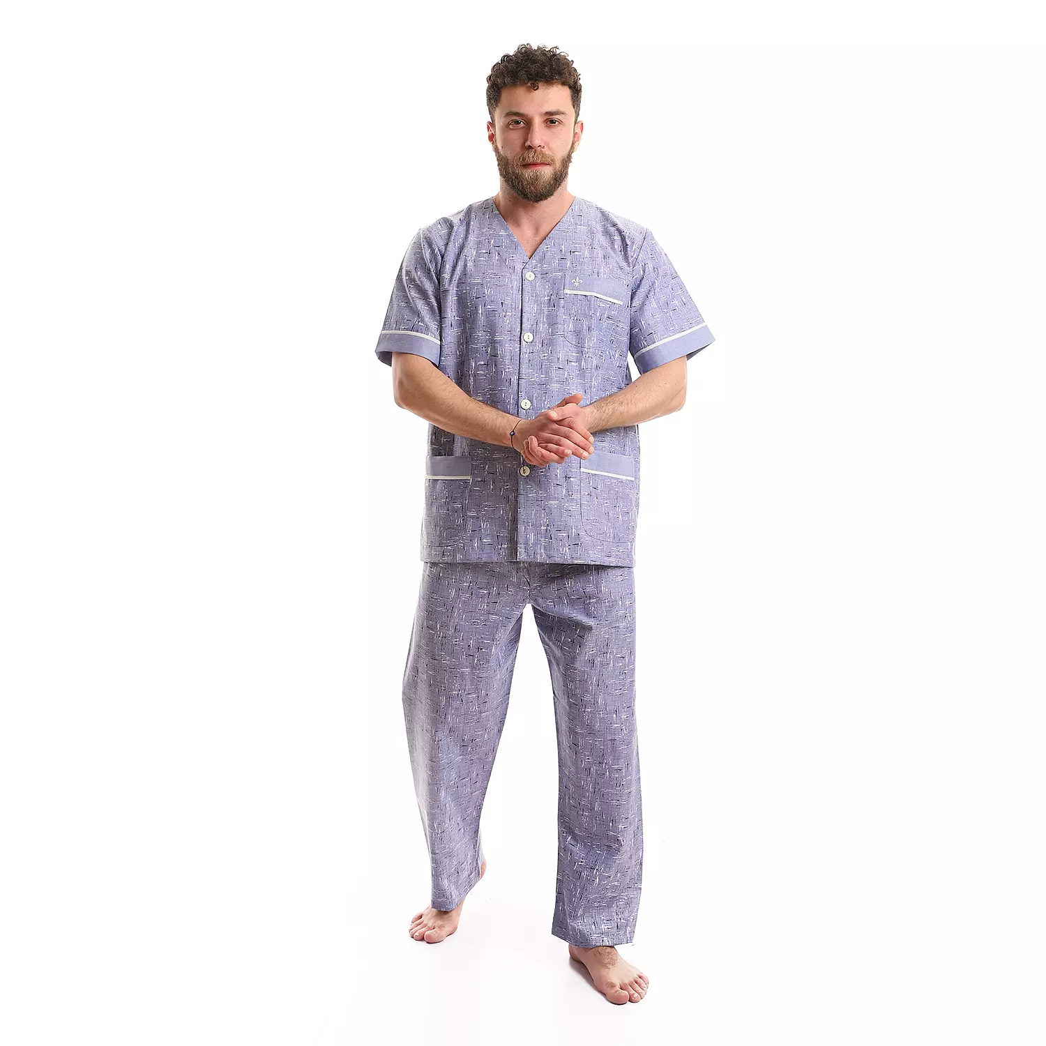 بيجاما رجالي مطبوعه كلاسيك- 2286 - موف  image