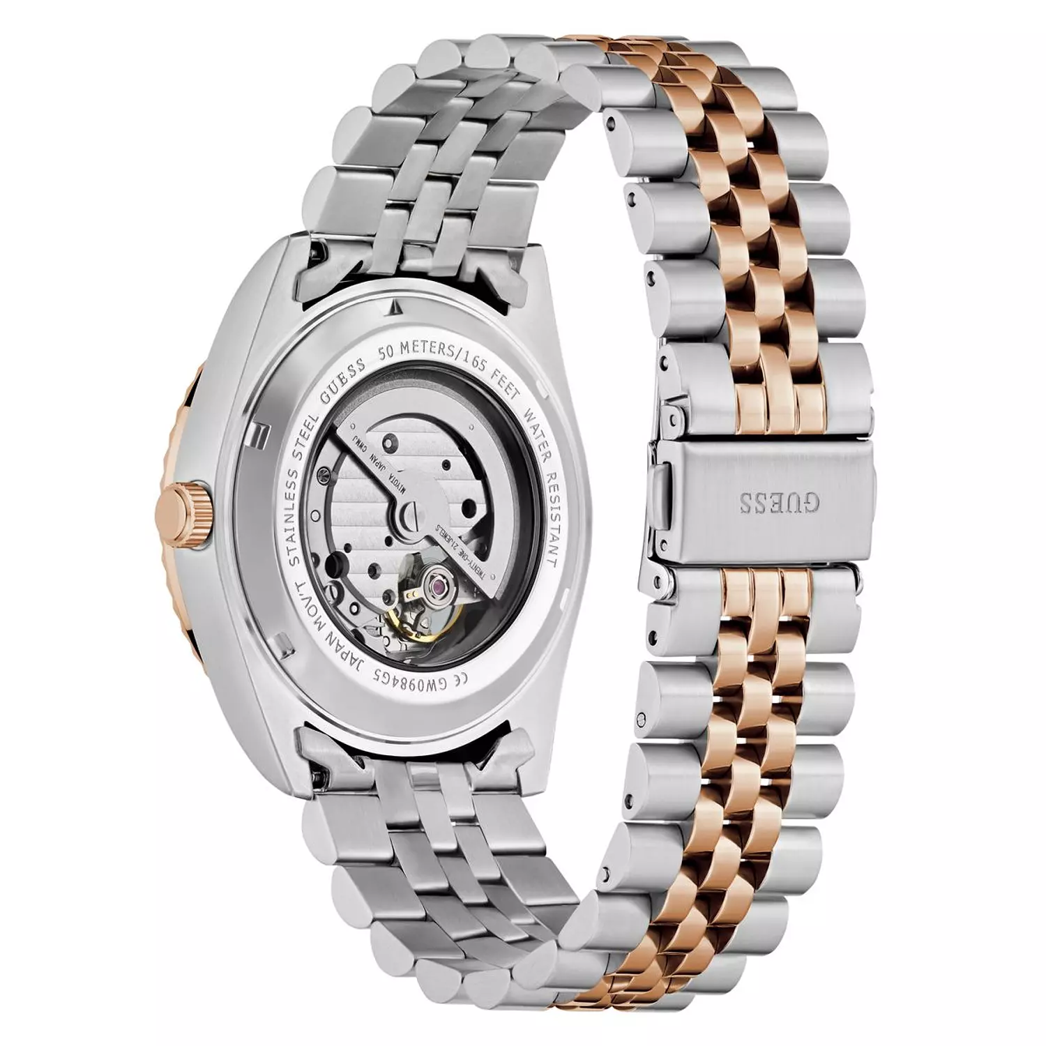 GUESS CONNOISSEUR Mens 2-Tone Automatic Watch 2-Tone Stainless Steel Brushed/Polished Bracelet 3