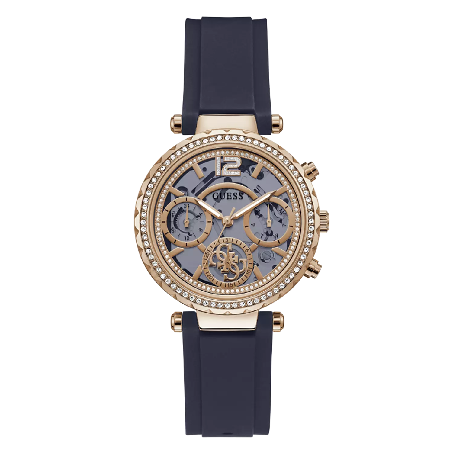 Guess GW0484L2 Watch For Ladies Case Color Rose Gold - Round Shape Silicone Strap