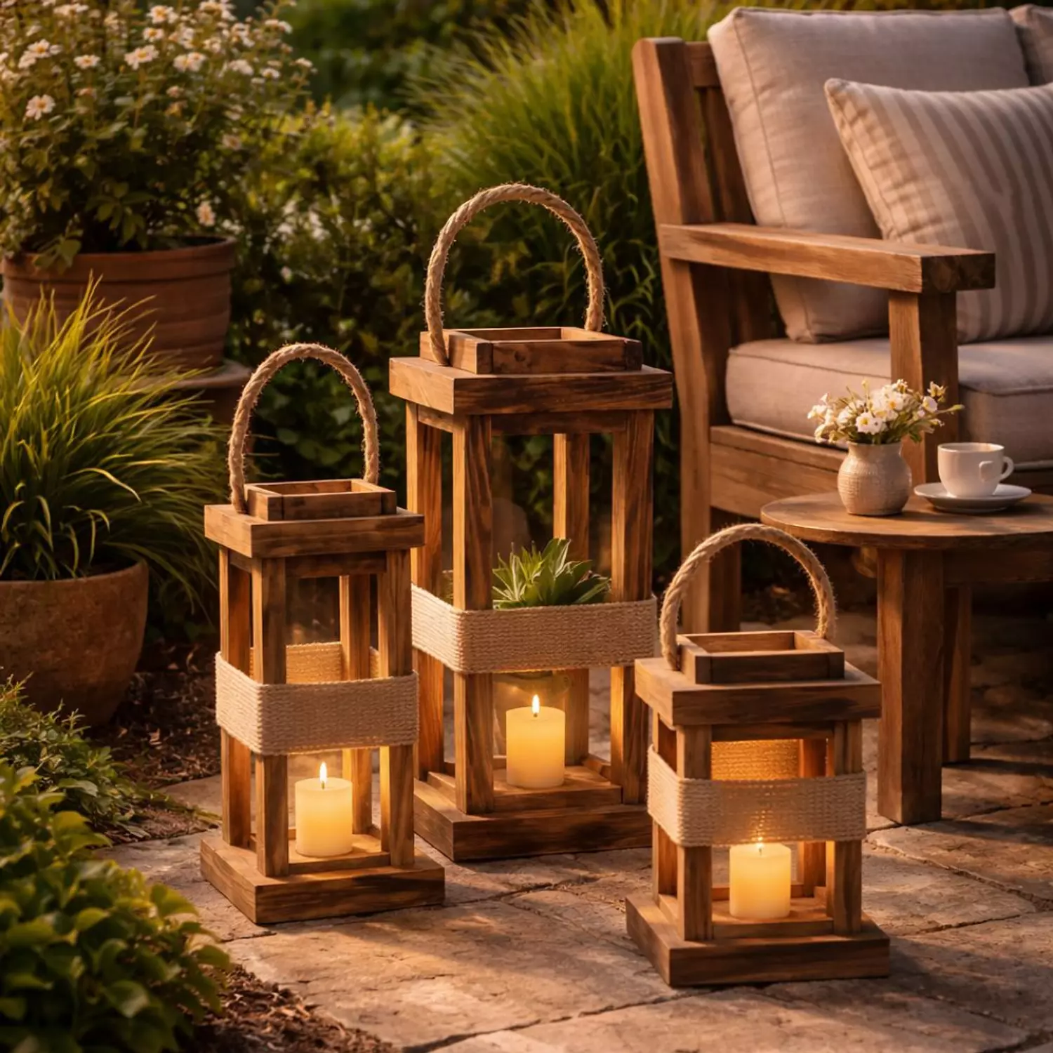 Vintage Lantern Set طقم ٢ مصباح منزل/حدائق image
