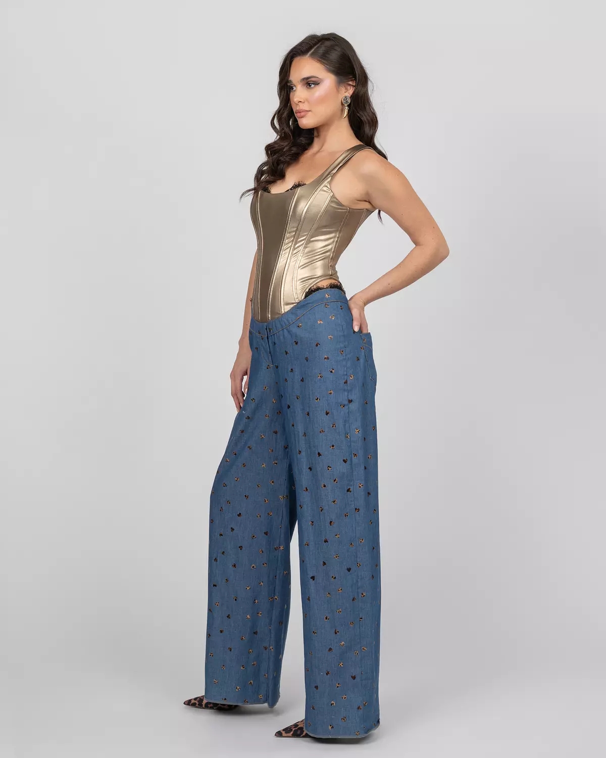 Gold Metallic Corset Jumpsuit 2