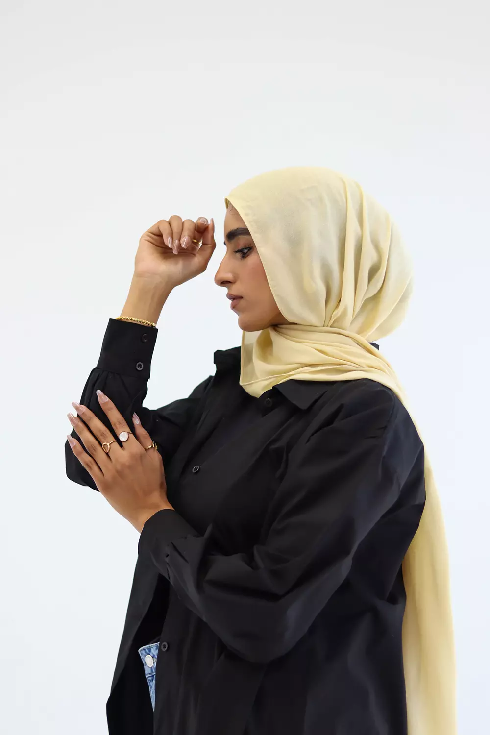 Poplin Cotton Long Shirt in Black 7