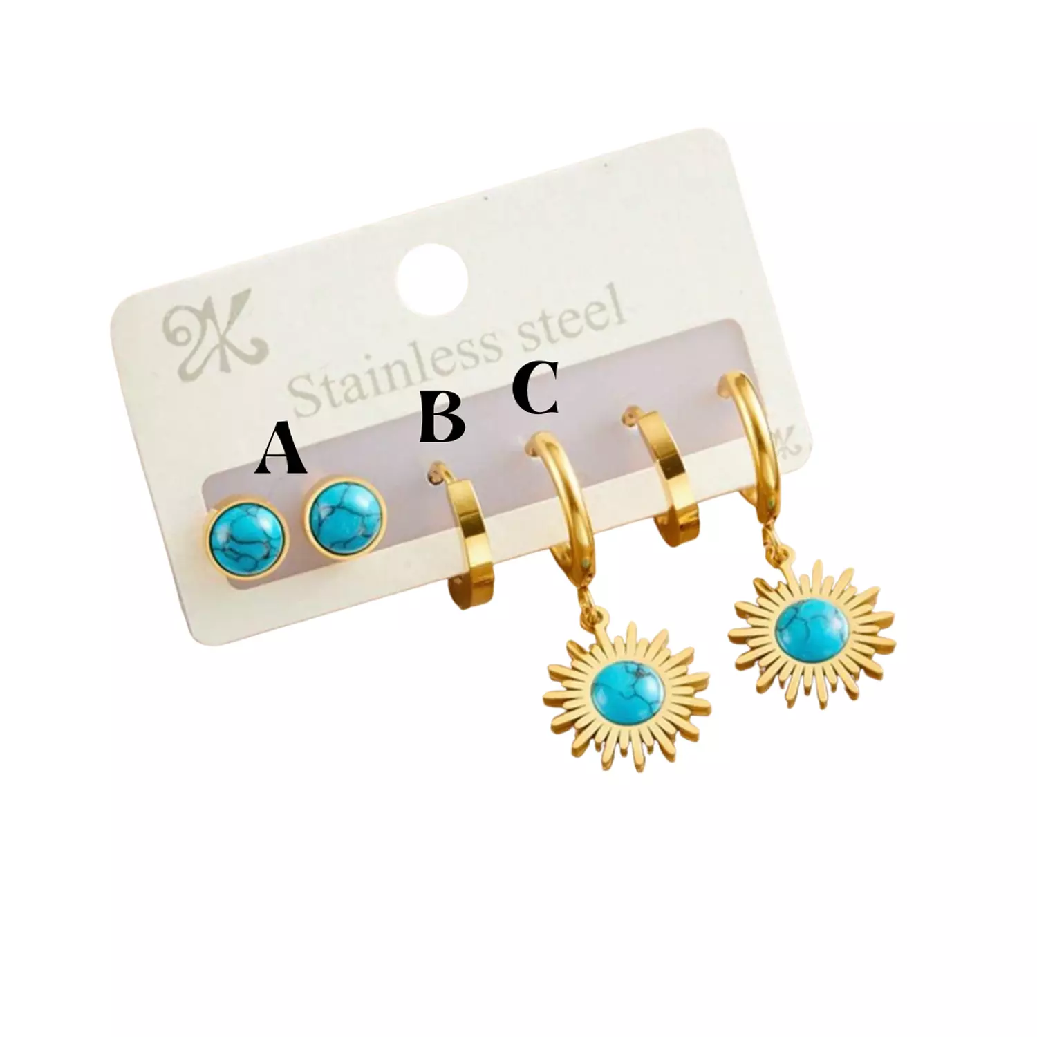 Vintage Turquoise Stainless Steel Earrings image
