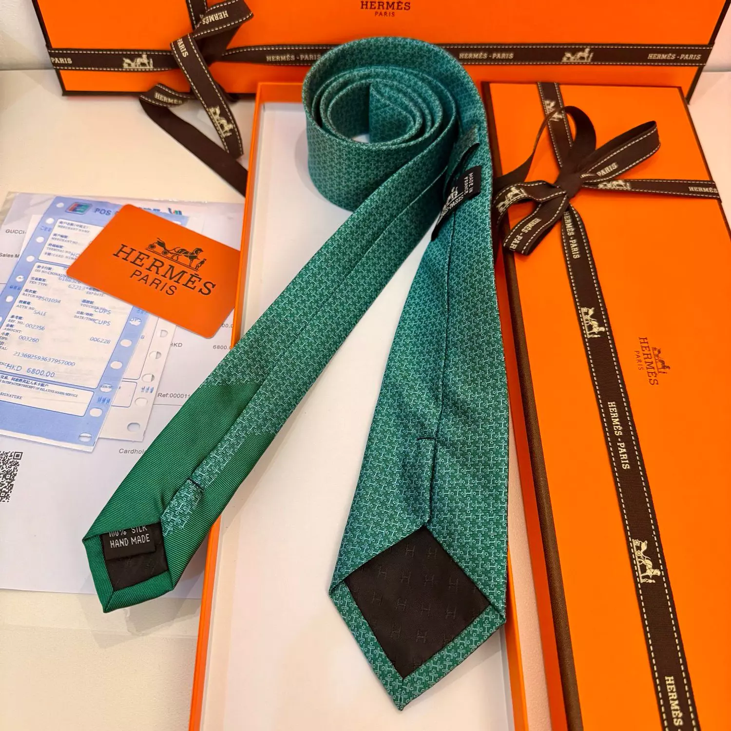  Hermes Silk Ties, Bow Ties-GREEN  2