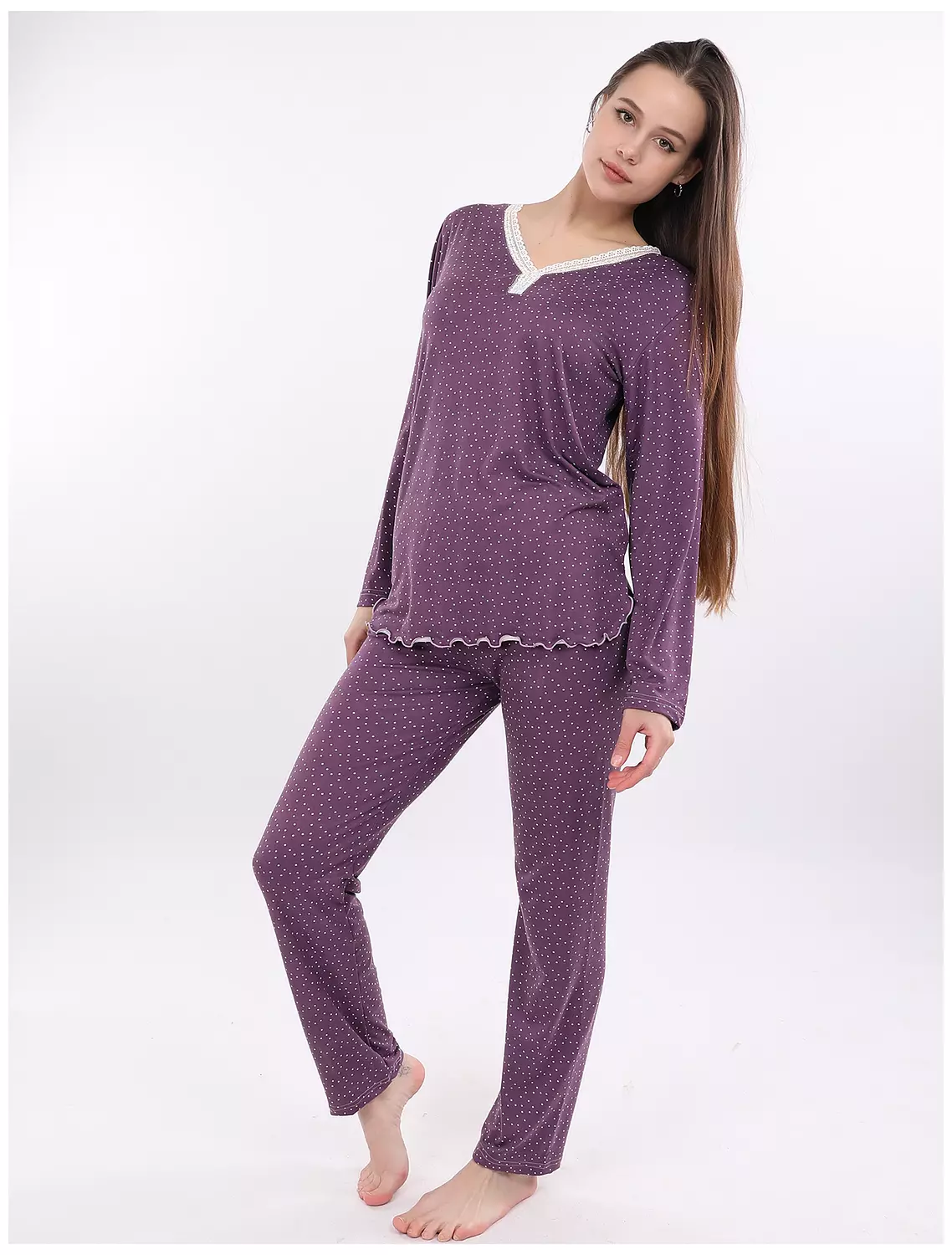 A109 Midnight Dots Long Sleeved Pajama Set  image