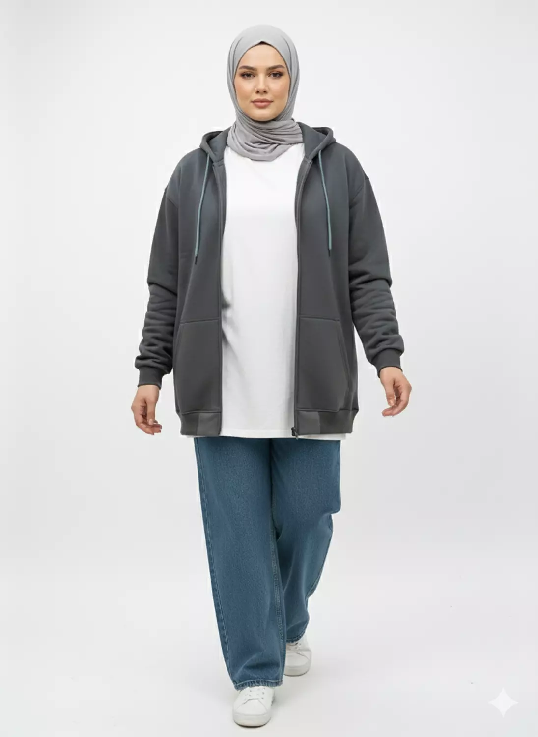 Unisex Plus Size Daily Comfort Full-Zip Hoodie 5