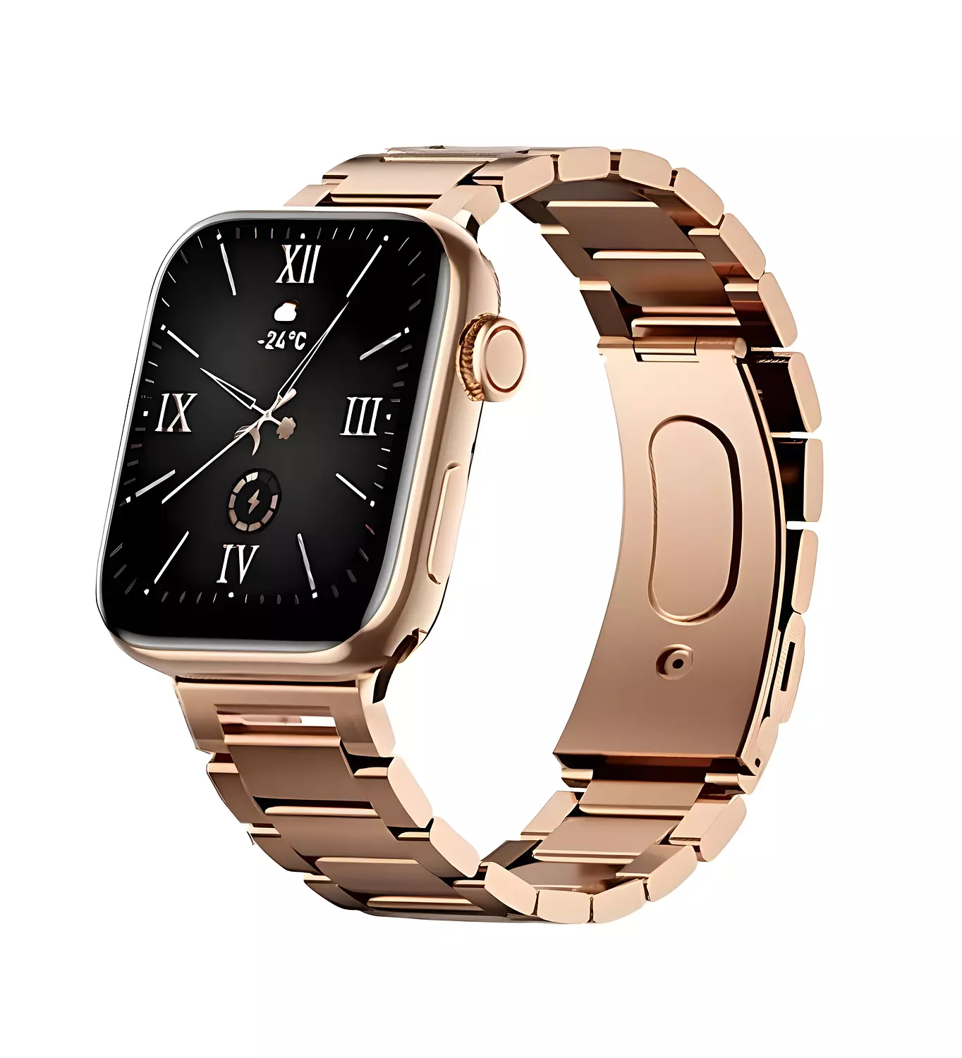 HainoTeko G9 Mini Smart watch with Wireless Charging, Supports Sports Modes and Medical Measurements - 3 Straps and Gold Bracelets image