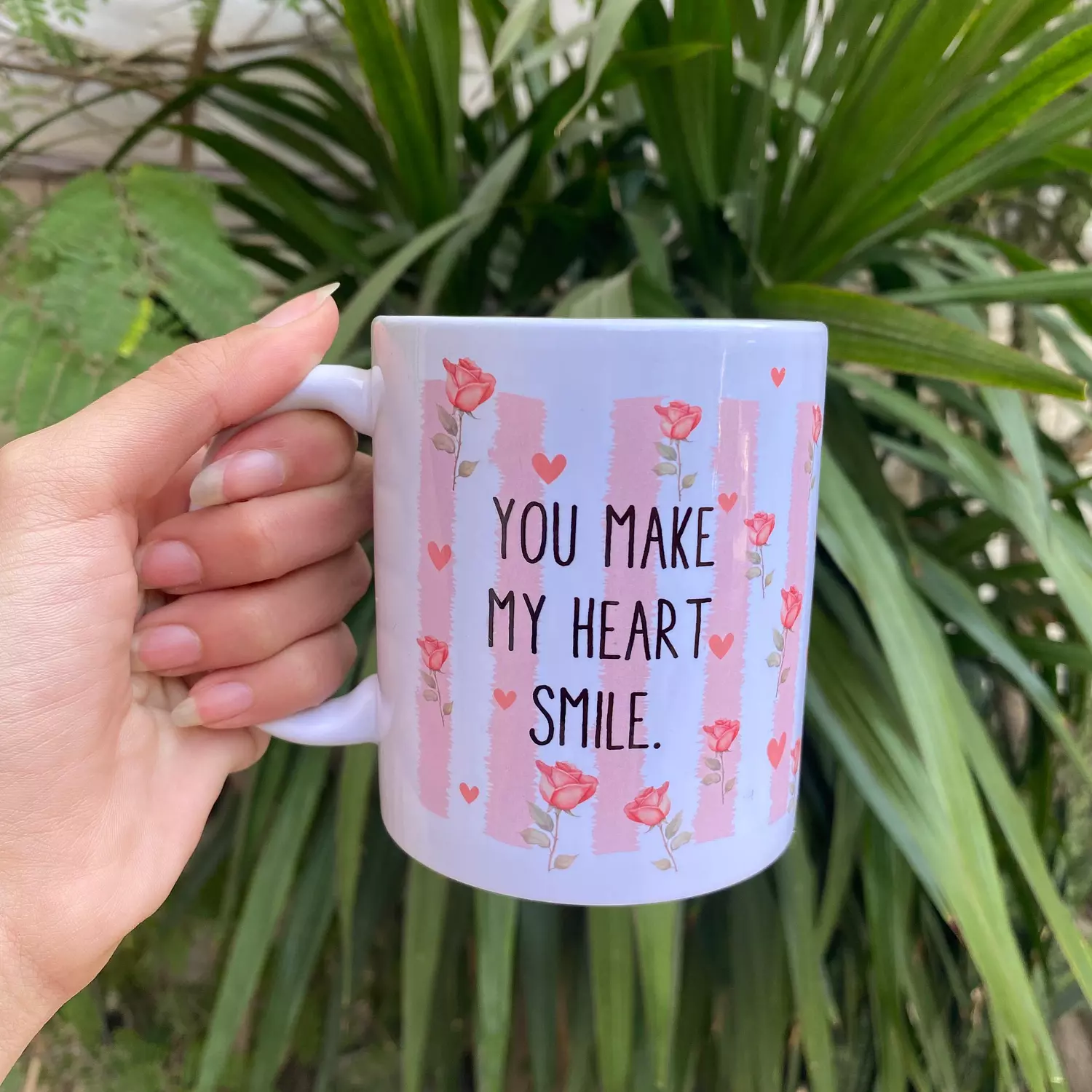 Pink Rose Heart Mug 1