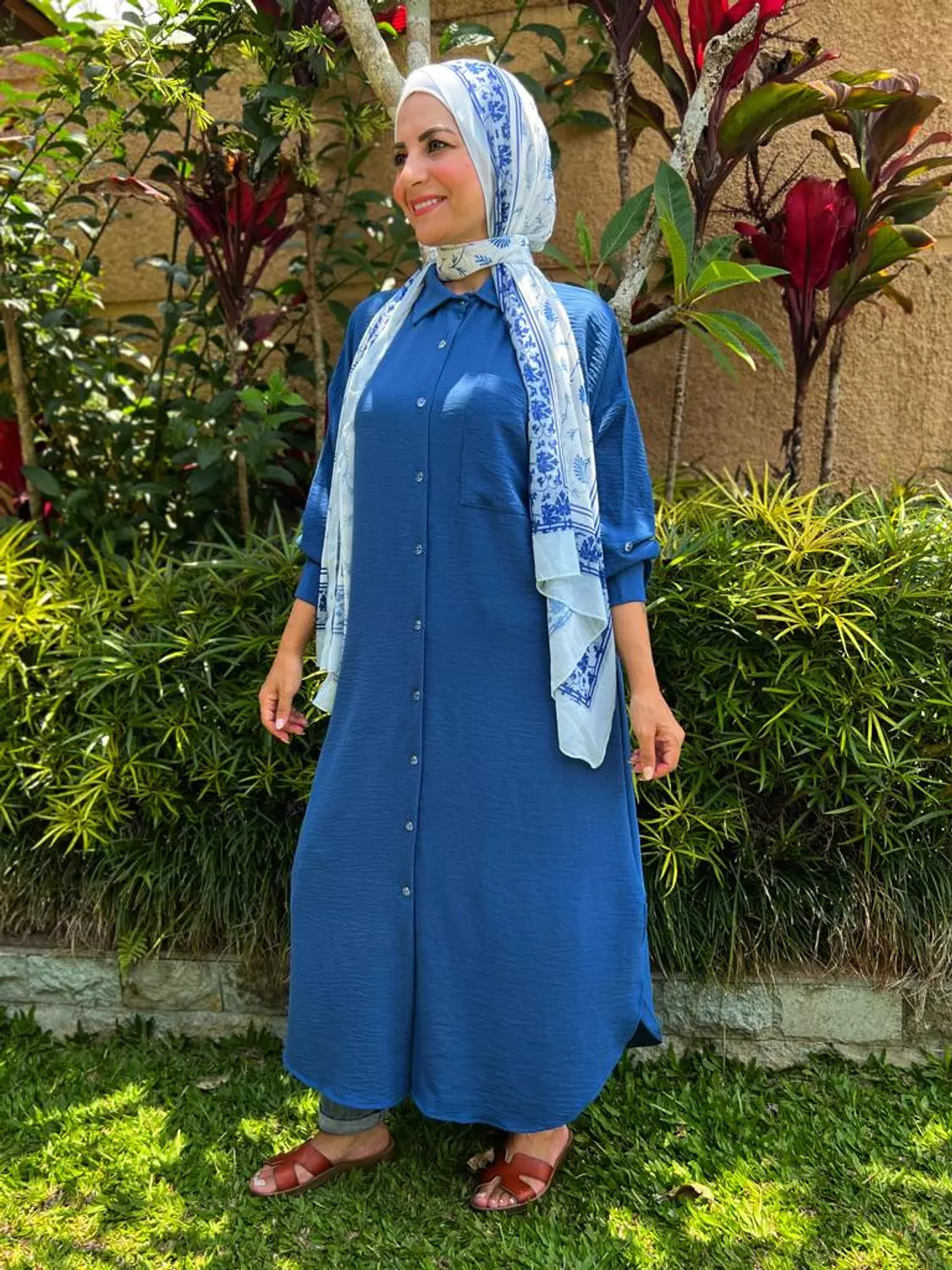 Long Basic Shirt- Navy Blue 1