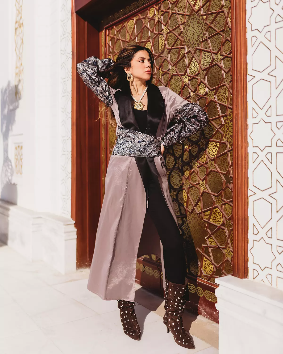 Beige/Blue Kaftan image