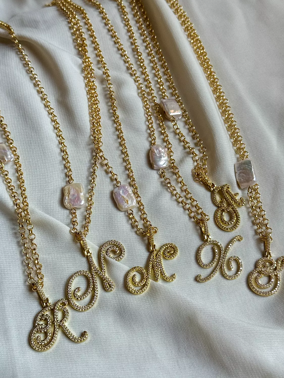Gold Initial/Pearl Necklace ( By Order ) image