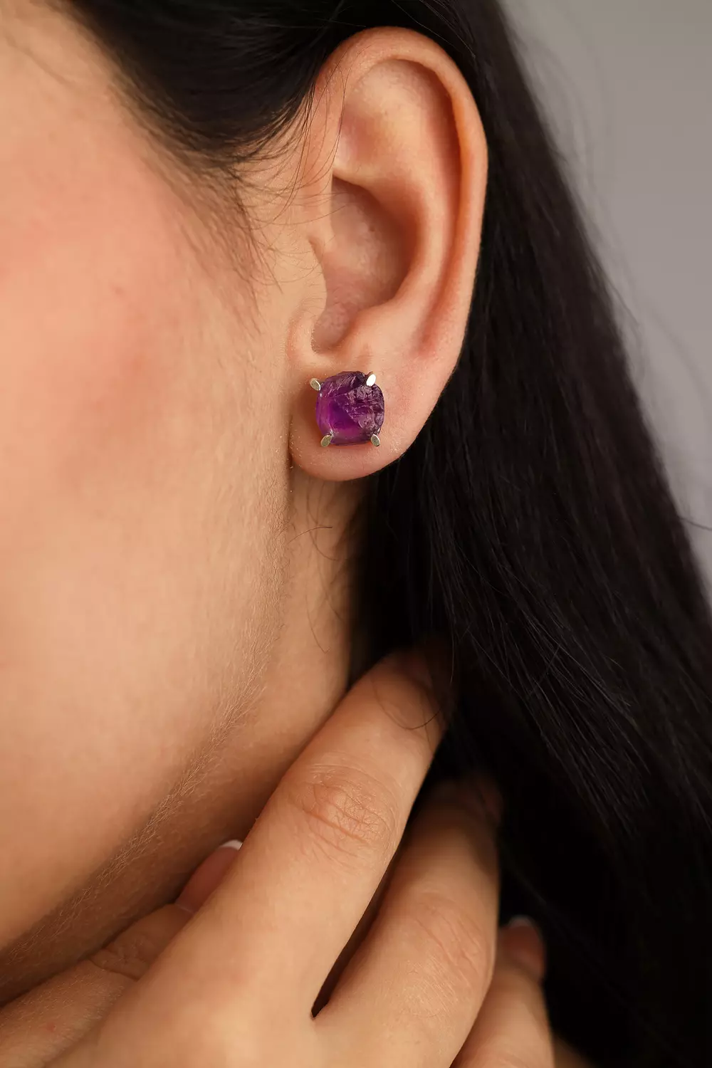 Raw Amethyst earring 2