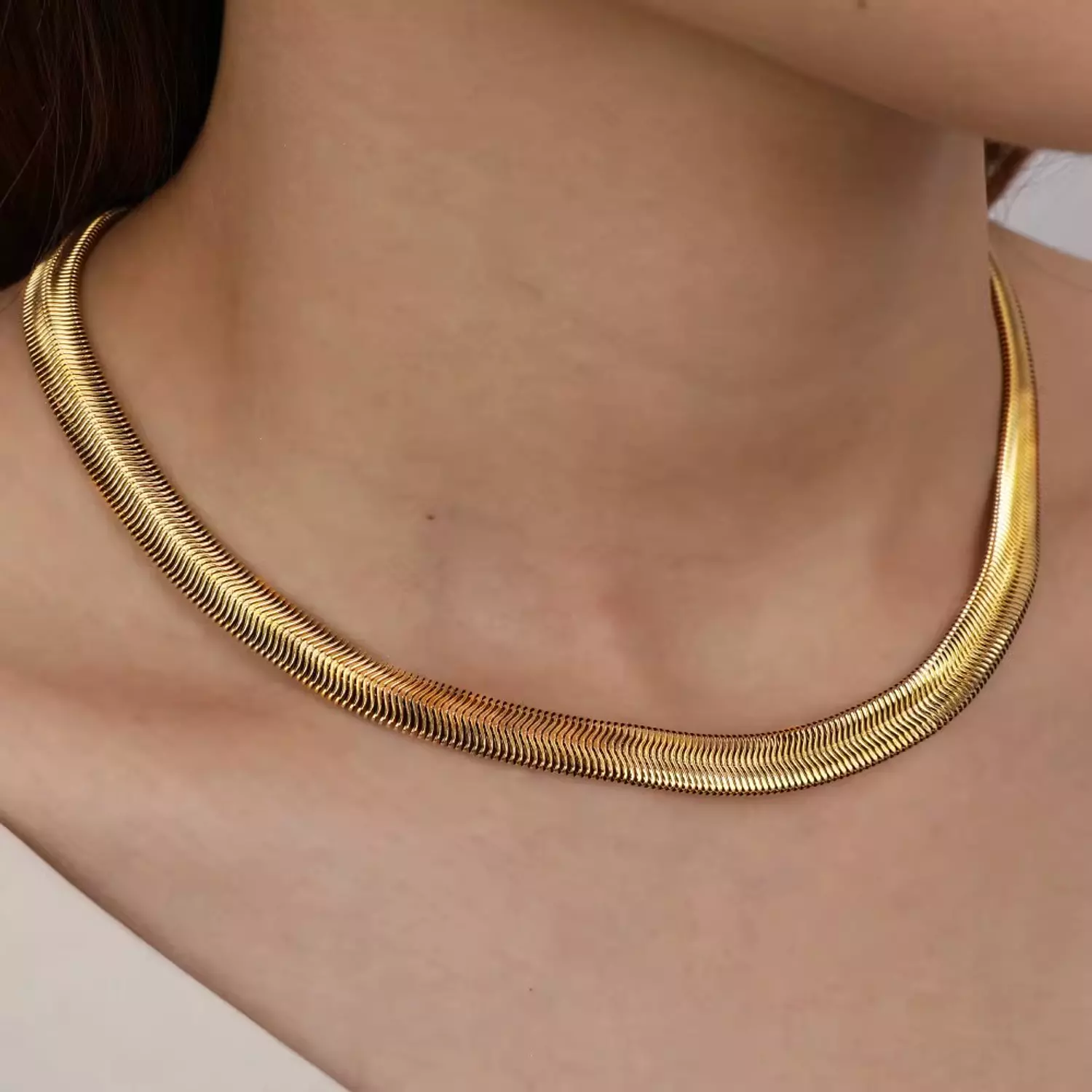 Thick Snake chain Necklace - Bracelet hover image