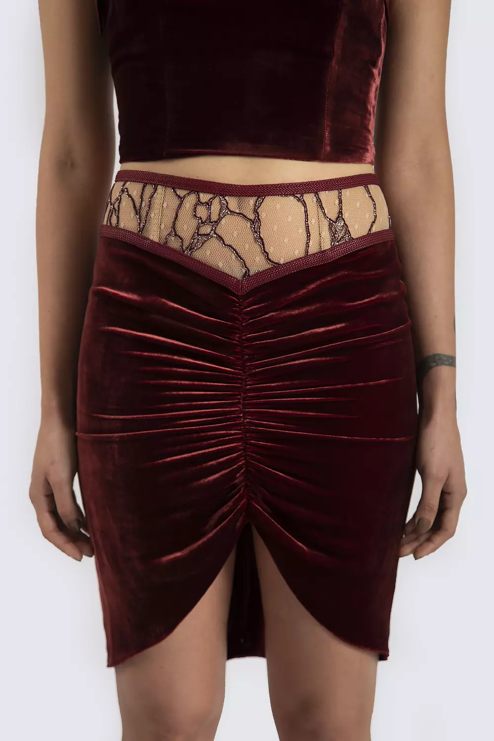 Burgundy skirt with details image