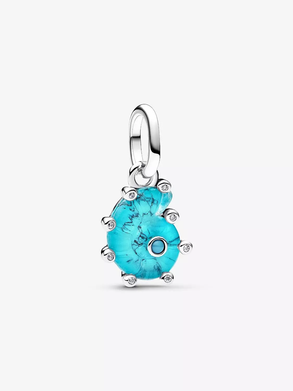 Blue Murano Glass Sea Snail Dangle Charm Sterling silver image