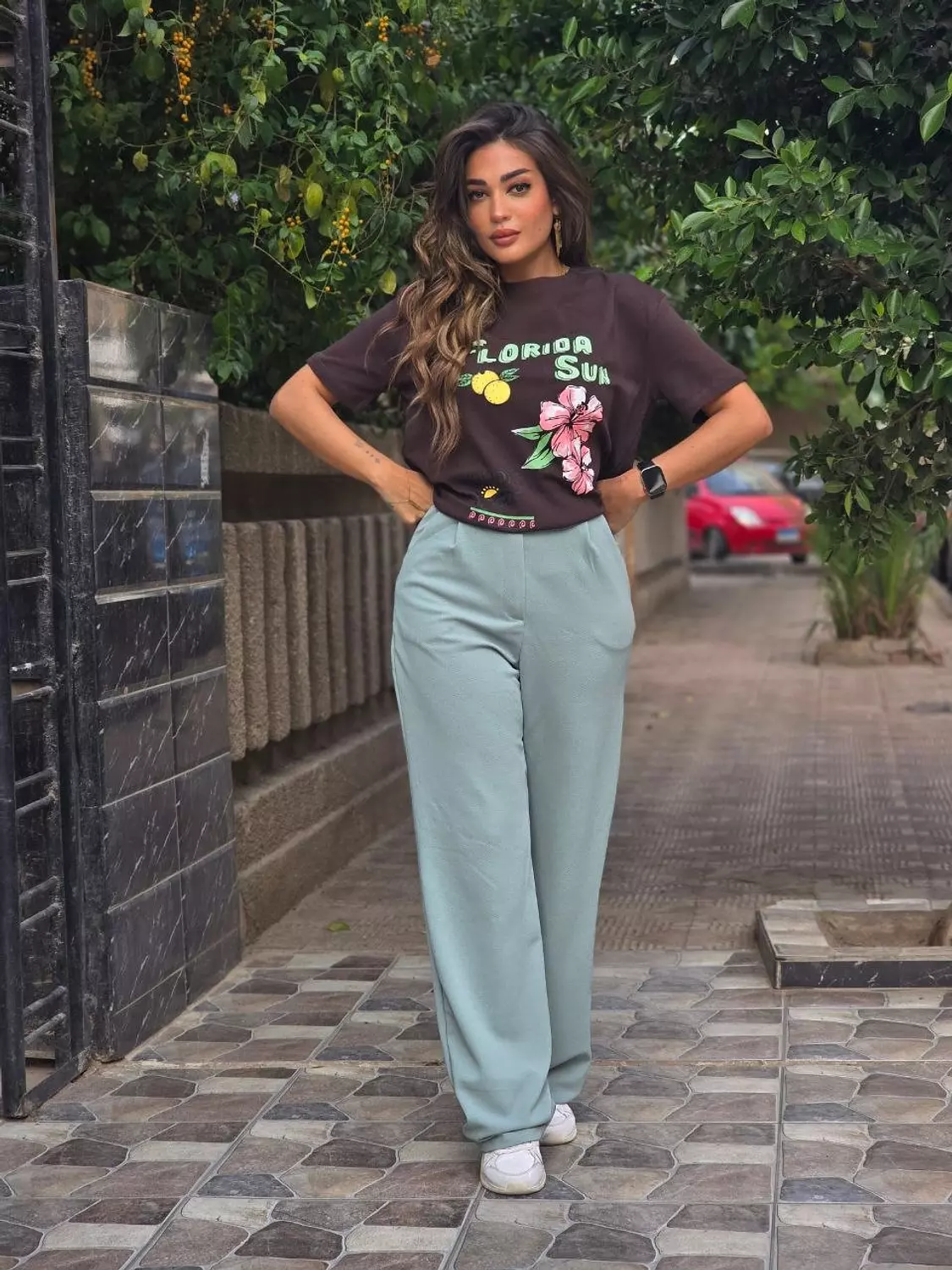 Mint green classic pants image