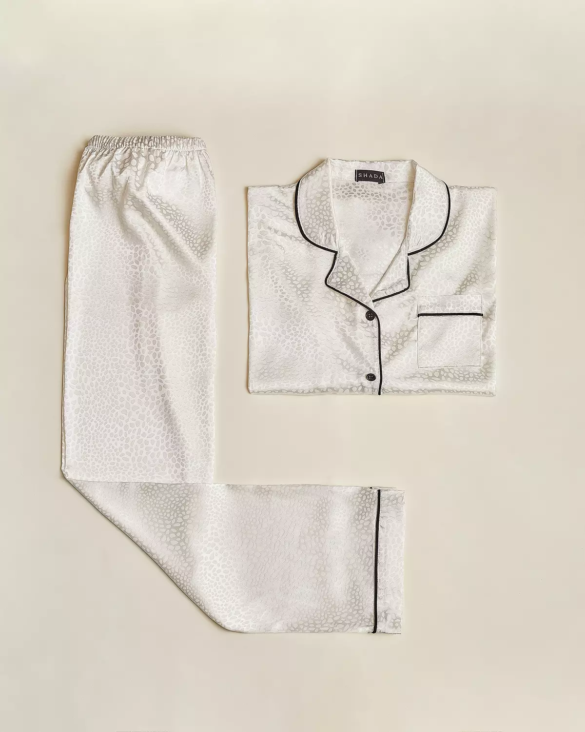 White Satin Buttoned PJ Set  image