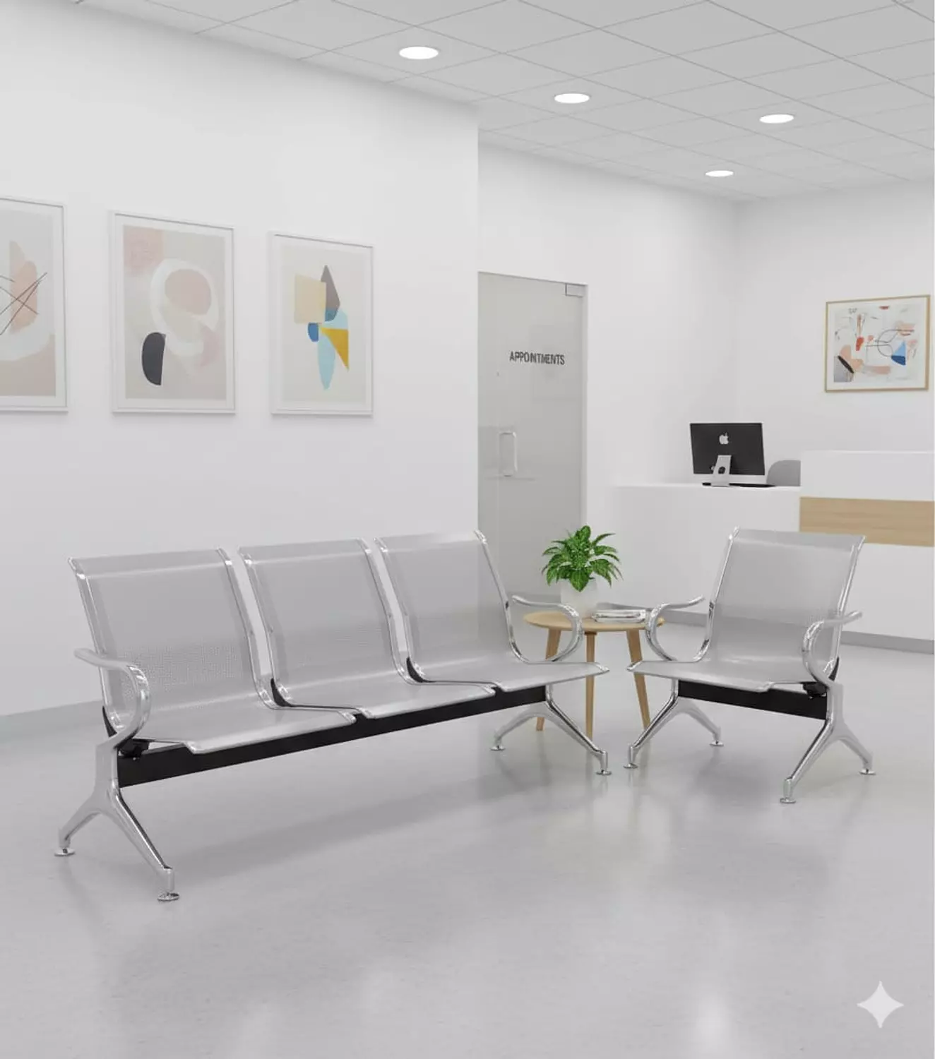  كنبه مطار 3 مقعد فضي استنلس image