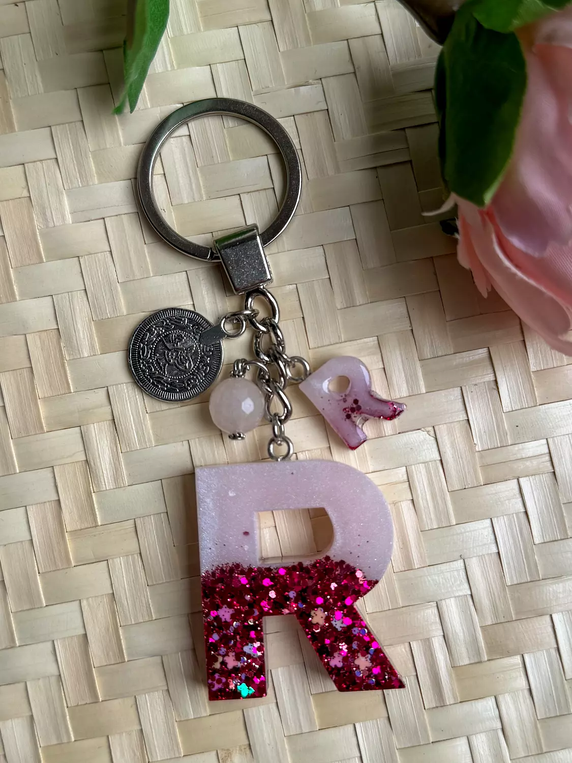 Resin Letters Keychain ( Glitter Pink ) "By Order"  13