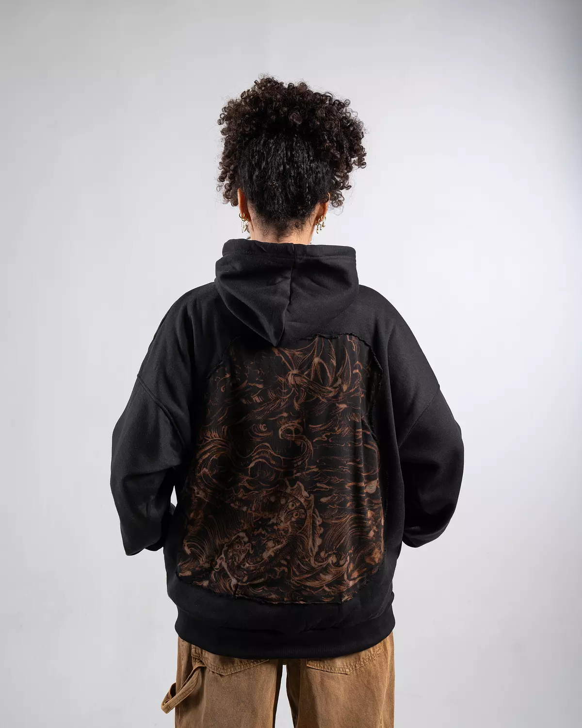 "The 3rd eye” hand bleached black hoodie  hover image