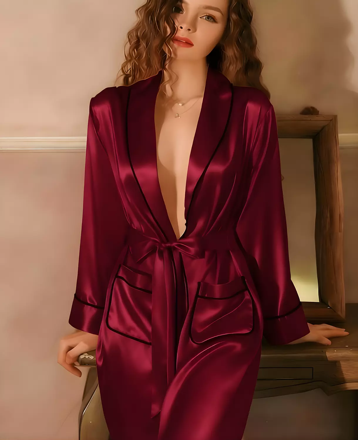 Classic Satin Kimono Robe 4