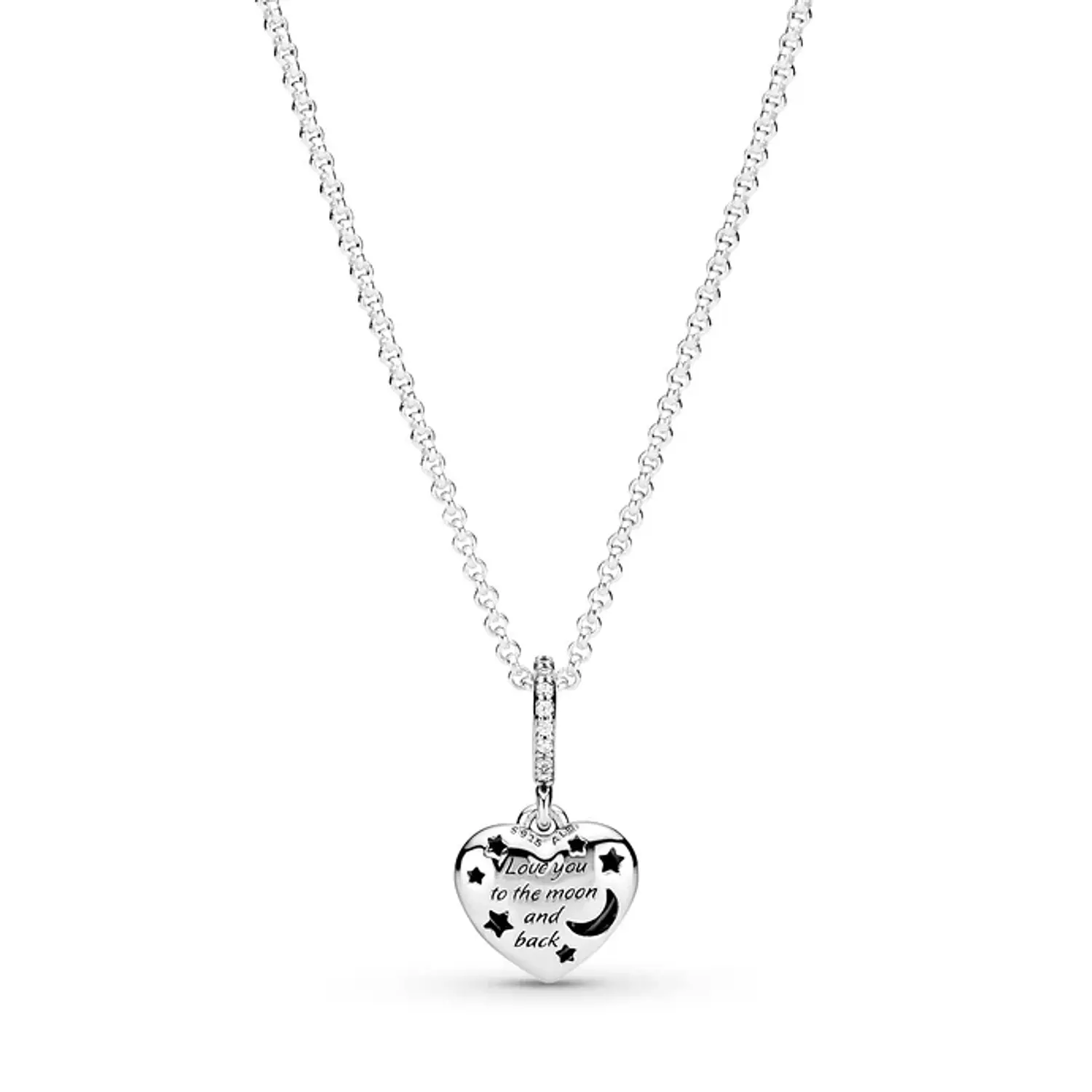 Heart sterling silver necklace with skylight blue, icy blue crystal and ...