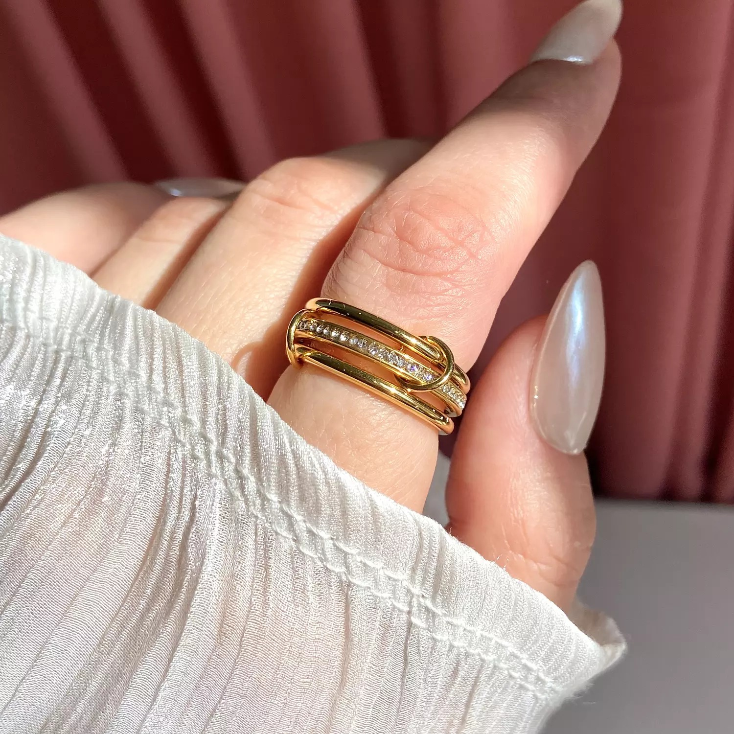 Stackable stainless steel rings gold&gold image