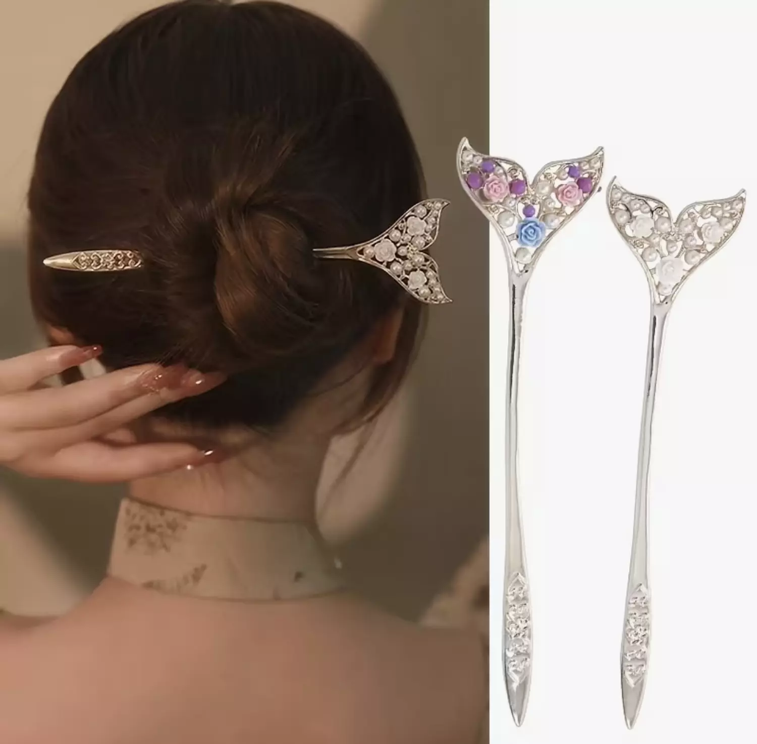 Mermaid Pearl Hairpin hover image