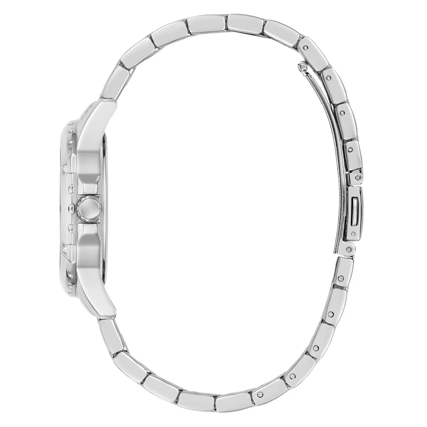 GUESS MIST Ladies Silver Tone Analog Watch SILVER TONE Stainless Steel Polished Bracelet 1