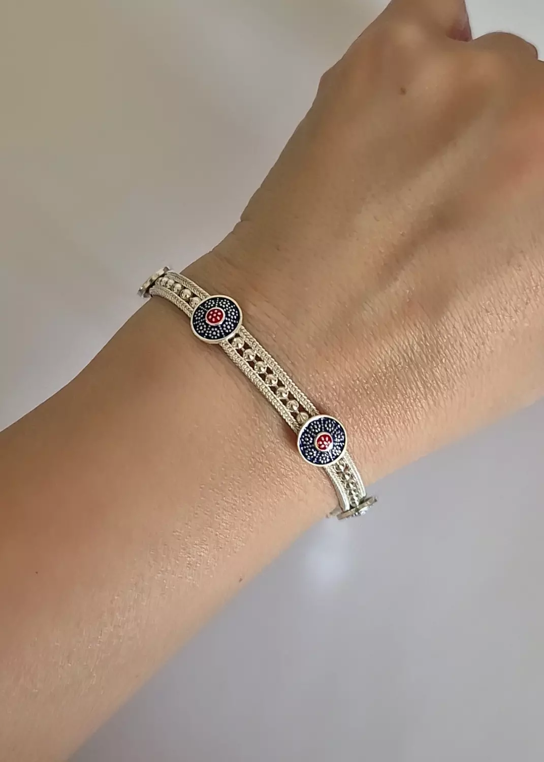Enamel &silver chain bracelet image