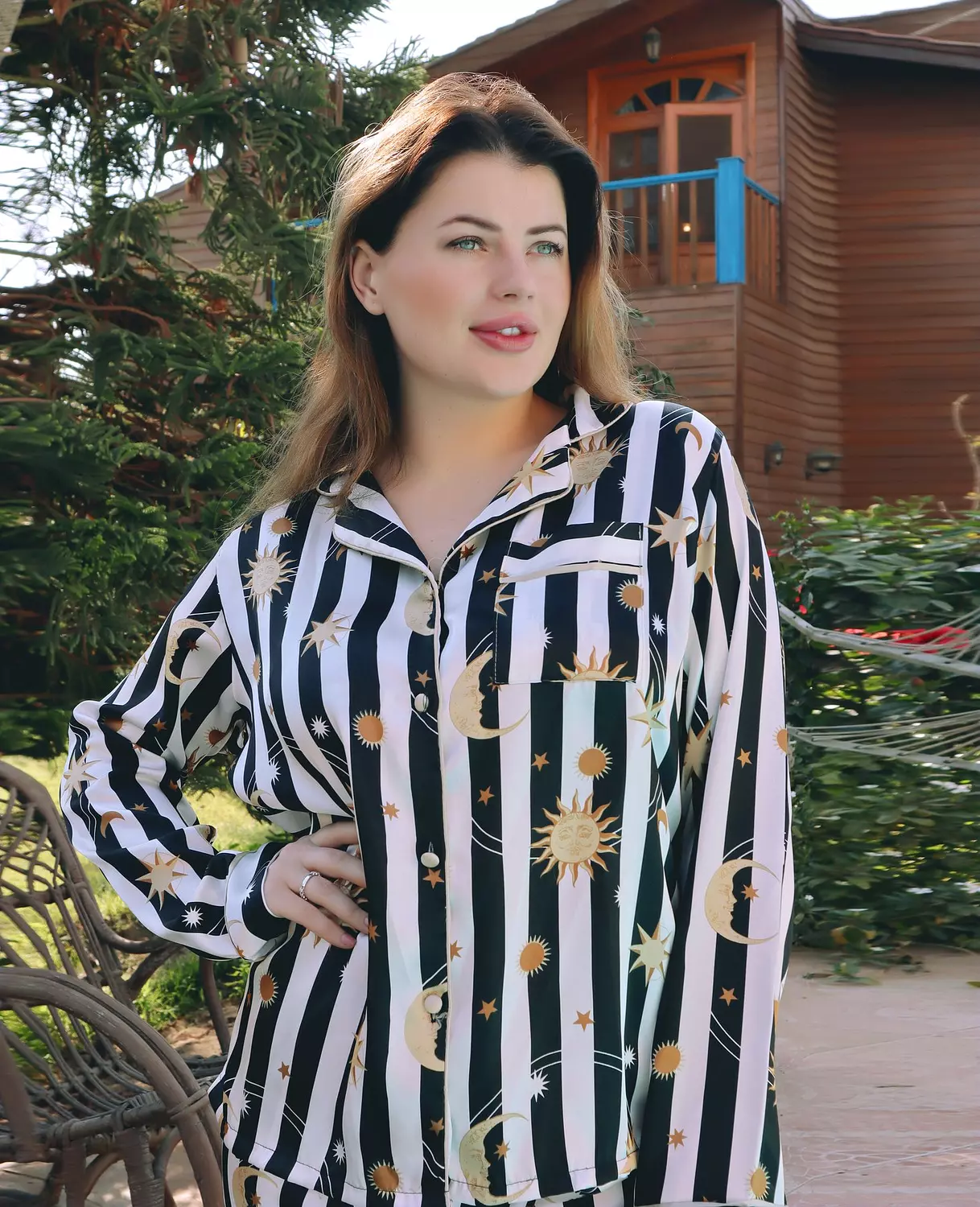 Celestial Stripe Satin Pajama image