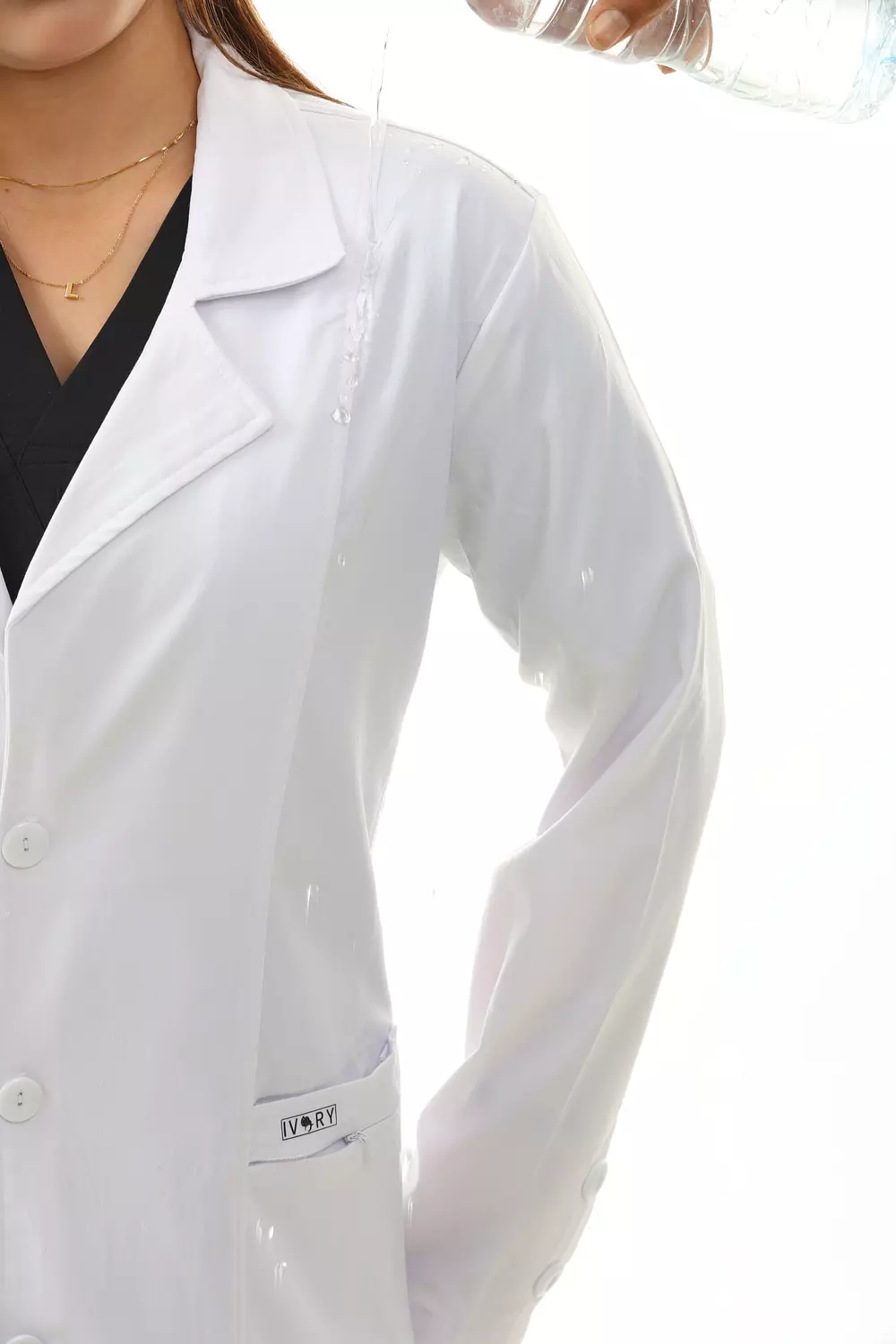 White Elegance Lab Coat Short 1