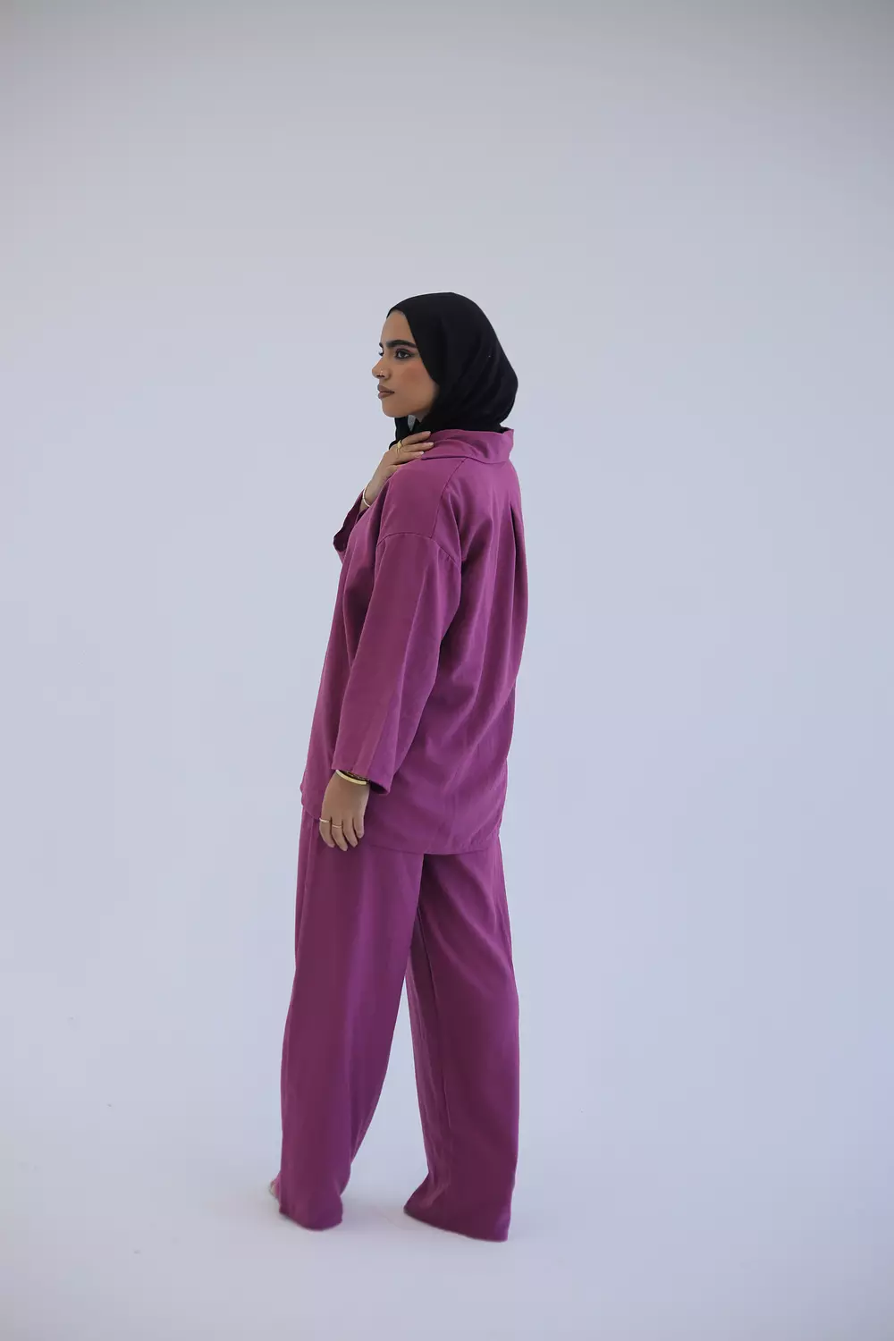 Purple linen suit 2