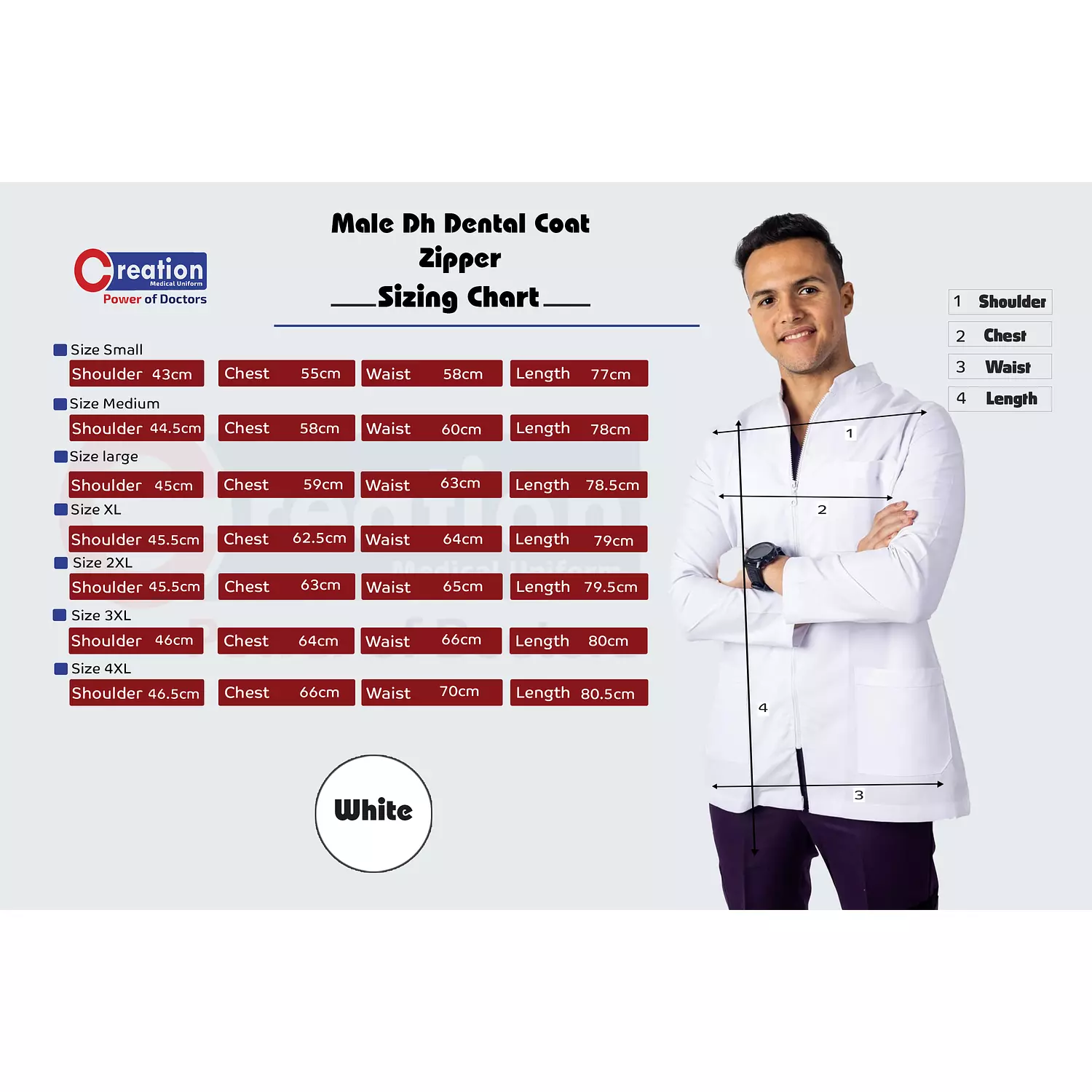 Dental Coat Zipper White  2
