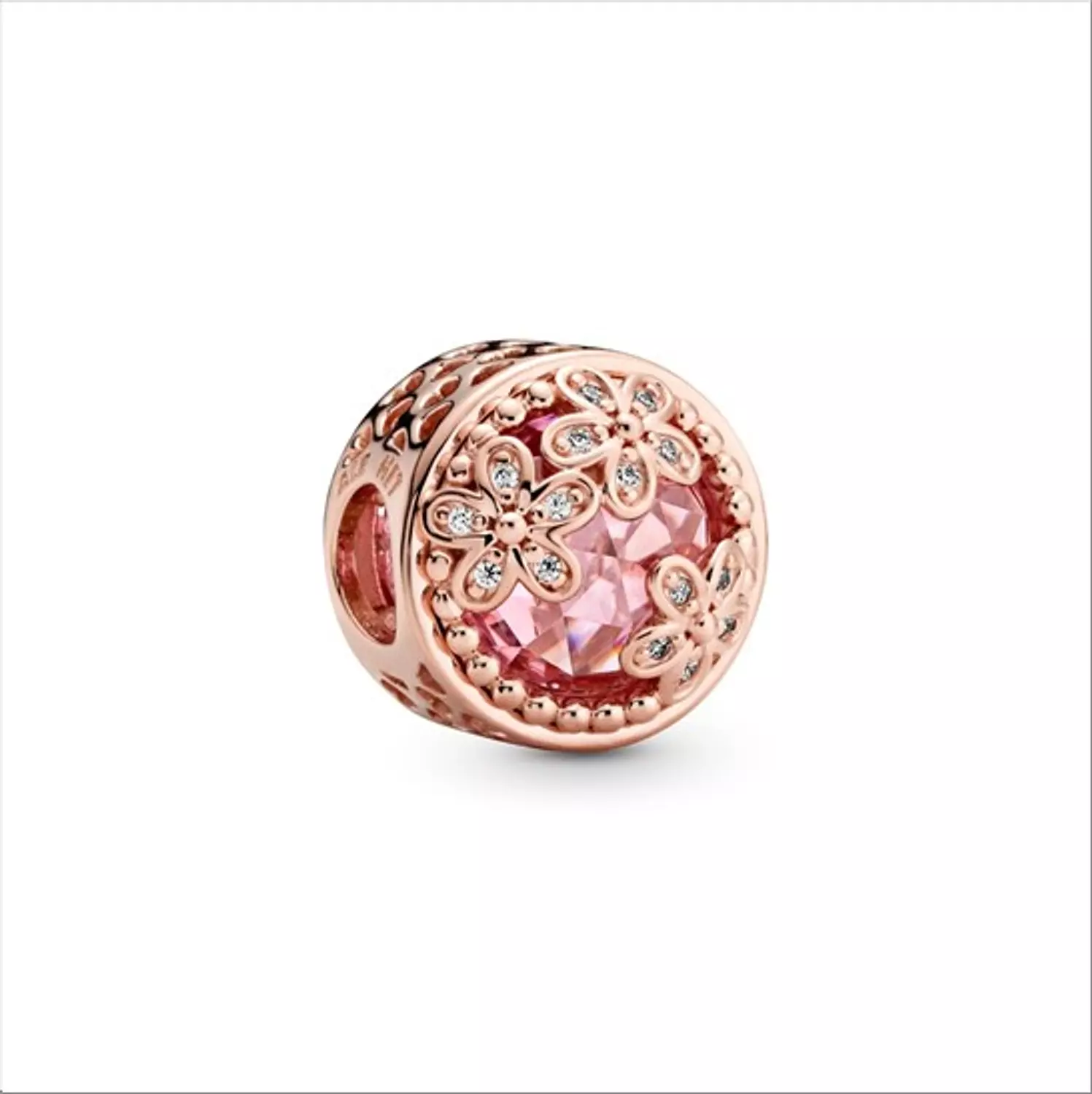 Daisy Pandora Rose charm with pink cubic zirconia and clear cubic zirconia